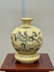 Bình Hút Lộc Mã Đáo Thành Công Cao 27cm Gốm Chu Đậu Vẽ Vàng