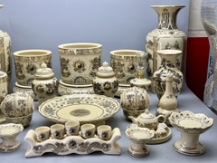 Bộ Thờ Cho Ban Thờ 1m55 đến 1m75 men rạn vẽ vàng 24K