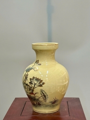 Bình Trạng Nguyên Hoa Sen Cao 28cm Gốm Vẽ Vàng