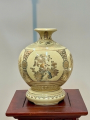 Bình Hút Lộc Tứ Cảnh Chữ Phúc Cao 29cm Gốm Chu Đậu Vẽ Vàng