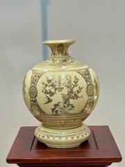 Bình Hút Lộc Tứ Cảnh Chữ Phúc Cao 29cm Gốm Chu Đậu Vẽ Vàng