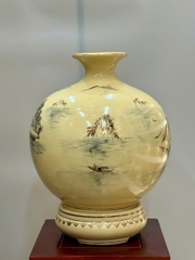 Bình Hút Lộc Thuận Buồm Xuôi Gió Cao 42cm Gốm Chu Đậu Vẽ Vàng