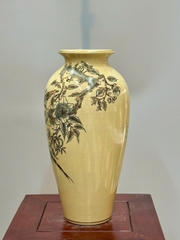 Bình Như Ý Hoạ Tiết Chim Hoa Lựu Cao 35cm Gốm Vẽ Vàng