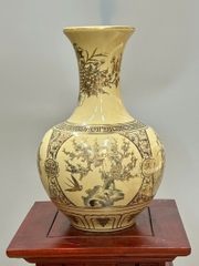 Bình Phú Quý Tứ Cảnh Bốn Mùa Cao 35cm Gốm Vẽ Vàng