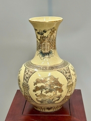 Bình Phú Quý Tứ Cảnh Bốn Mùa Cao 35cm Gốm Vẽ Vàng