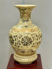 Bình Phú Quý Hoạ Tiết Phù Dung Cao 52cm Gốm Chu Đậu Vẽ Vàng