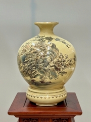 Bình Hút Lộc Công Đào Cao 36cm Gốm Chu Đậu Vẽ Vàng