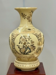 Bình Phú Quý Tứ Cảnh Bốn Mùa Cao 52cm Gốm Chu Đậu Vẽ Vàng