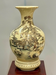 Bình Phú Quý Hoạ Tiết Sơn Thuỷ Hữu Tình Cao 52cm Gốm Vẽ Vàng