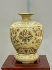 Bình Vạn Phúc Hoạ Tiết Hoa Phù Dung Cao 34cm Gốm Vẽ Vàng