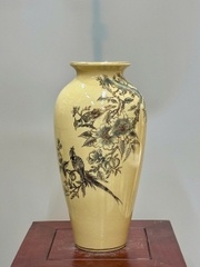 Bình Như Ý Hoạ Tiết Chim Hoa Lựu Cao 35cm Gốm Vẽ Vàng