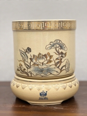 Bát Hương F24 Hoạ Tiết Hoa Sen Vẽ Vàng 24K