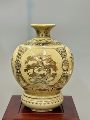 Bình Hút Lộc Tứ Cảnh Chữ Phúc Cao 36cm Gốm Chu Đâu Vẽ Vàng