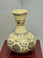 Bình Hoa Cúc Quân Tử Cao 28cm Gốm Chu Đậu Vẽ Vàng