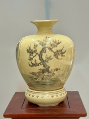 Bình Vạn Phúc Hoạ Tiết Bát Mã Cao 34cm Gốm Chu Đậu Vẽ Vàng