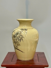 Bình Thiên Hương Cao 28cm Chim Hoa Lựu Gốm Chu Đậu Vẽ Vàng