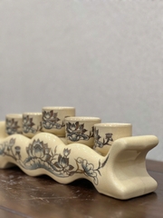 Kỷ 5 Chén Hoạ Tiết Sen Vẽ Vàng 24K