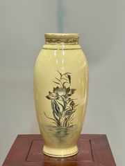 Bình Hoa Phi Yến Hoạ Tiết Hoa Sen Cao 35cm Gốm Vẽ Vàng