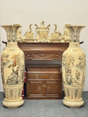 Bộ Đồ Thờ Bát Hương Hoa Sen Cho Ban Thờ 1,75m đến 1,97m + Đôi Lục Bình 2 Bên