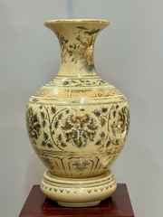 Bình Phú Quý Hoạ Tiết Phù Dung Cao 52cm Gốm Chu Đậu Vẽ Vàng