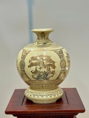 Bình Hút Lộc Tứ Cảnh Chữ Phúc Cao 29cm Gốm Chu Đậu Vẽ Vàng