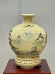 Bình Hút Lộc Thuận Buồm Xuôi Gió Cao 36cm Gốm Chu Đậu Vẽ Vàng