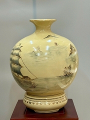 Bình Hút Lộc Thuận Buồm Xuôi Gió Cao 42cm Gốm Chu Đậu Vẽ Vàng