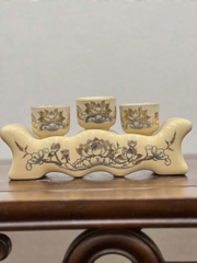 Kỷ 3 Chén Hoạ Tiết Sen Vẽ Vàng 24K