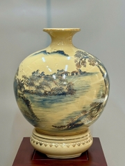 Bình Hút Lộc Đồng Quê Cao 42cm Gốm Chu Đậu Vẽ Vàng