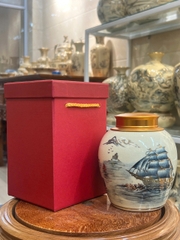 Hộp đựng trà H13 thuận buồm xuôi gió vẽ vàng 24k