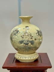 Bình Hút Lộc Cá Chép Hoa Sen Cao 29cm Gốm Chu Đậu Vẽ Vàng