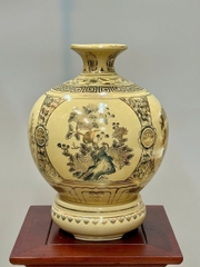 Bình Hút Lộc Tứ Cảnh Chữ Phúc Cao 36cm Gốm Chu Đâu Vẽ Vàng