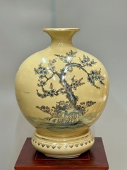 Bình Hút Lộc Hoạ Tiết Mã Đáo Xanh CoBan 42cm Gốm Vẽ Vàng