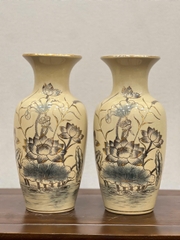 Bình Cắm Hoa Hoạ Tiết Hoa Sen H33 vẽ vàng 24k