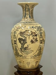 Bảo Bình Hoạ Tiết Tứ Cảnh Cao 80cm Xanh Coban Vẽ Vàng