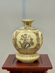 Bình Hút Lộc Tứ Cảnh Chữ Phúc Cao 27cm Gốm Chu Đậu Vẽ Vàng