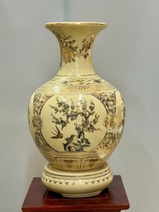 Bình Phú Quý Tứ Cảnh Bốn Mùa Cao 52cm Gốm Chu Đậu Vẽ Vàng