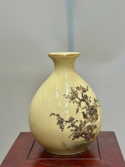 Bình Bảo Ngọc Chim Hoa Cúc Cao 28cm Gốm Vẽ Vàng