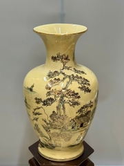 Bình Đại Phúc Cảnh Làng Quê Cao 66cm Gốm Chu Đậu Vẽ Vàng