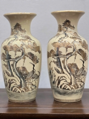 Bình Cắm Hoa Hoạ Tiết Tùng Hạc H33 vẽ vàng 24k