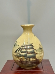 Bình Bảo Ngọc Thuận Buồm Cao 28cm Gốm Chu Đậu Vẽ Vàng