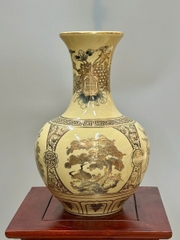 Bình Phú Quý Tứ Cảnh Bốn Mùa Cao 35cm Gốm Vẽ Vàng