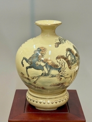 Bình Hút Lộc Mã Đáo Thành Công Cao 36cm Gốm Chu Đậu Vẽ Vàng