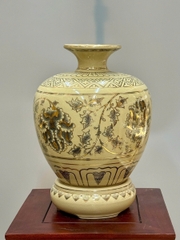 Bình Vạn Phúc Hoạ Tiết Hoa Phù Dung Cao 34cm Gốm Vẽ Vàng