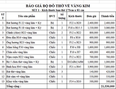 Bộ thờ hoạ tiết Hoa Sen Kỷ 5 chén vẽ vàng