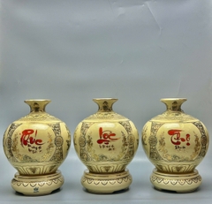 Set 3 Bình Hút Lộc chữ Phúc Lộc Thọ vẽ vàng 24k