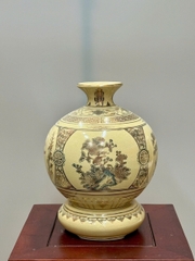 Bình Hút Lộc Tứ Cảnh Chữ Lộc Cao 27cm Gốm Chu Đậu Vẽ Vàng