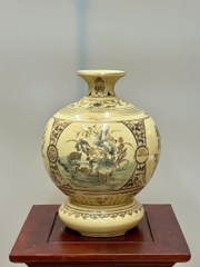 Bình Hút Lộc Tứ Cảnh Bốn Mùa Cao 27cm Gốm Chu Đậu Vẽ Vàng