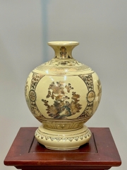 Bình Hút Lộc Tứ Cảnh Bốn Mùa Cao 29cm Gốm Chu Đậu Vẽ Vàng