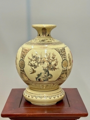 Bình Hút Lộc Tứ Cảnh Chữ Lộc Cao 29cm Gốm Chu Đậu Vẽ Vàng